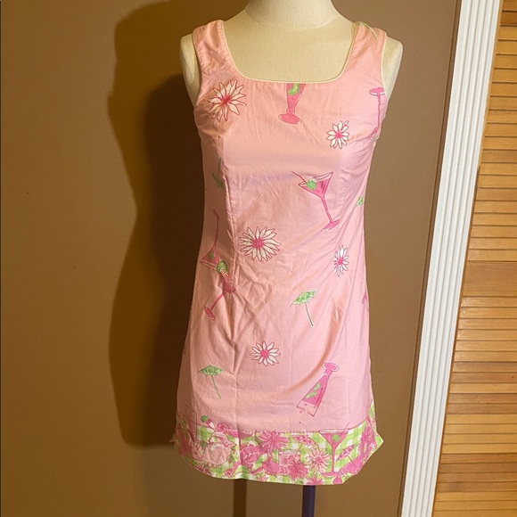 Lilly Pulitzer Pink Sleeveless Dress with Floral and Cocktail Print - Picture 5 of 12